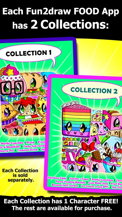 Draw and Color - Learn to Draw Easy Cute Cartoons - Food - Fun Drawing Apps - Fun2draw™ Food Lv3