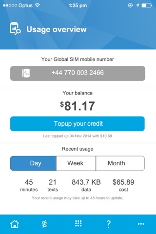 United Global SIM screenshot 2