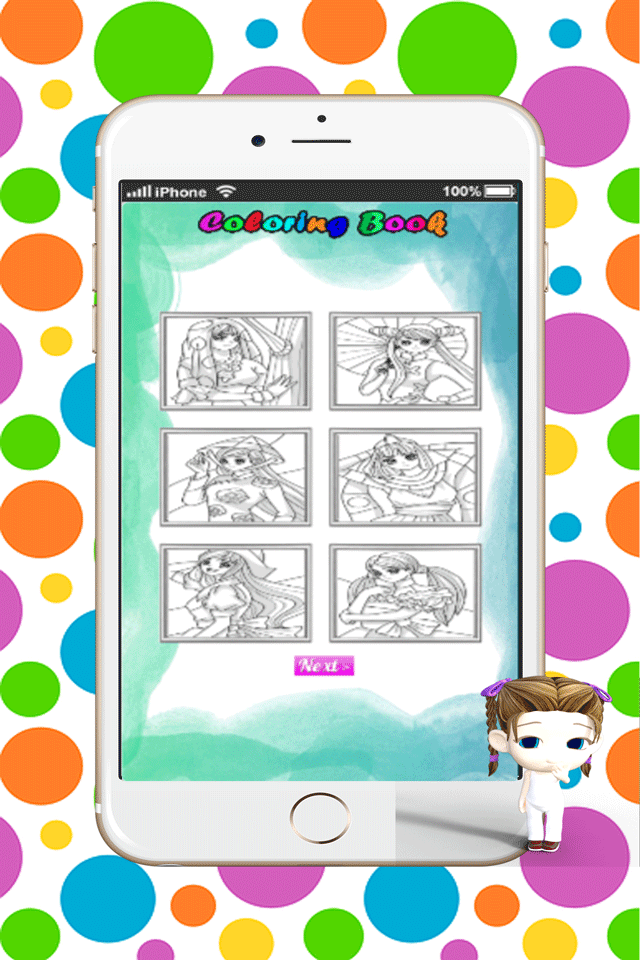 Cute Princess Drawing Coloring Book :  Caricature Art Ideas page