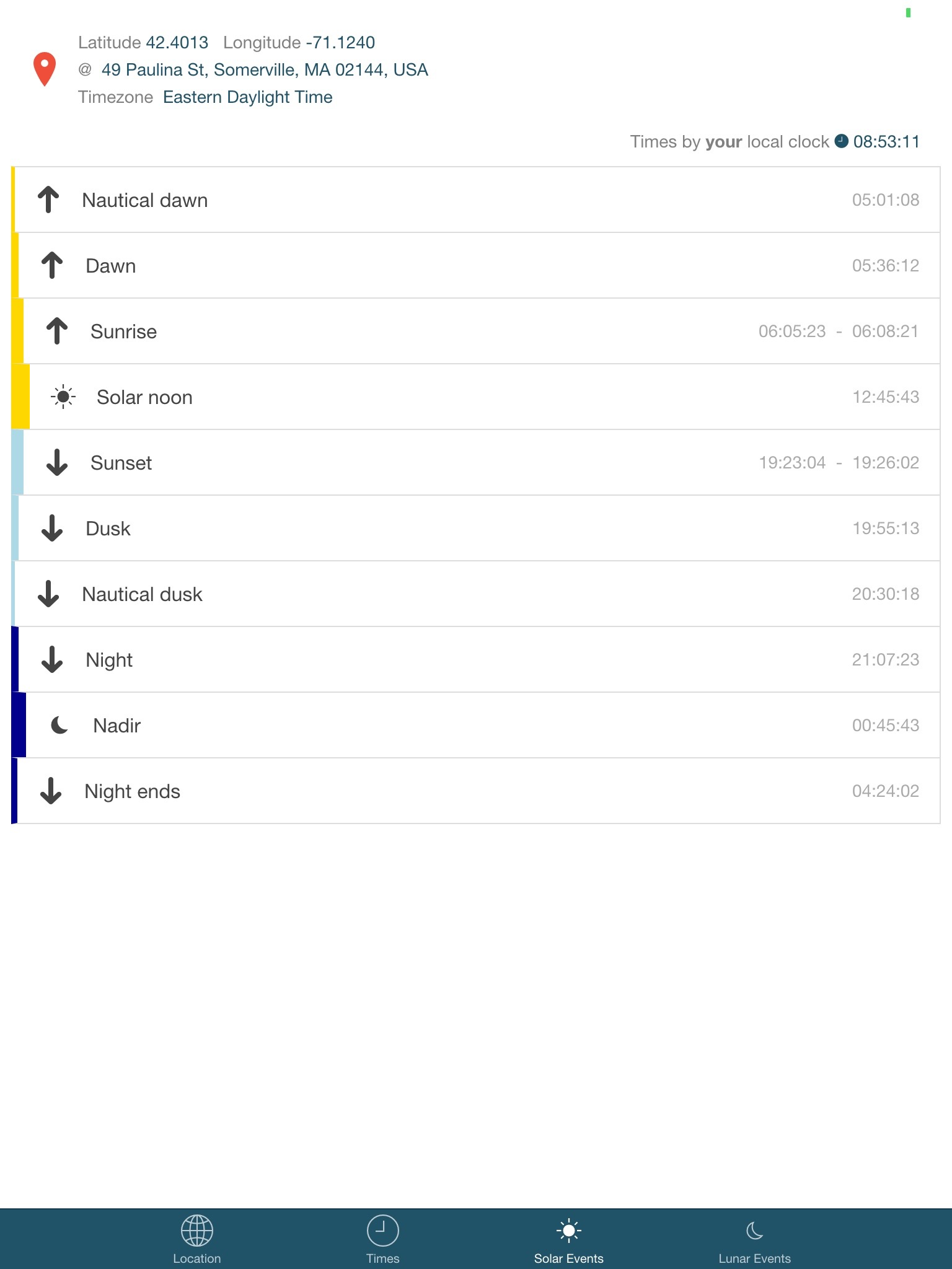 Noonish - discover local solar times.