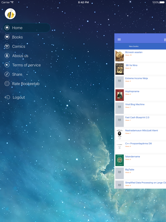 Bookeetab iPad screenshot 1 - Book app