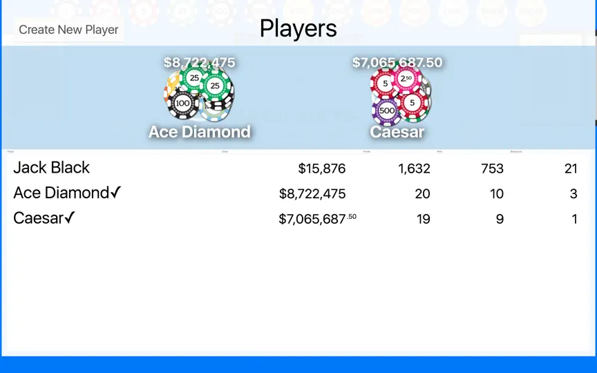 Captura de pantalla de Blackjack Player en iPhone 3
