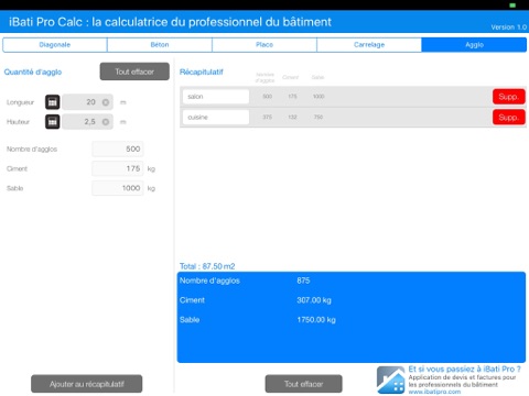 Screenshot #6 pour iBati Calc - Calculatrice pour professionnels du Bâtiment