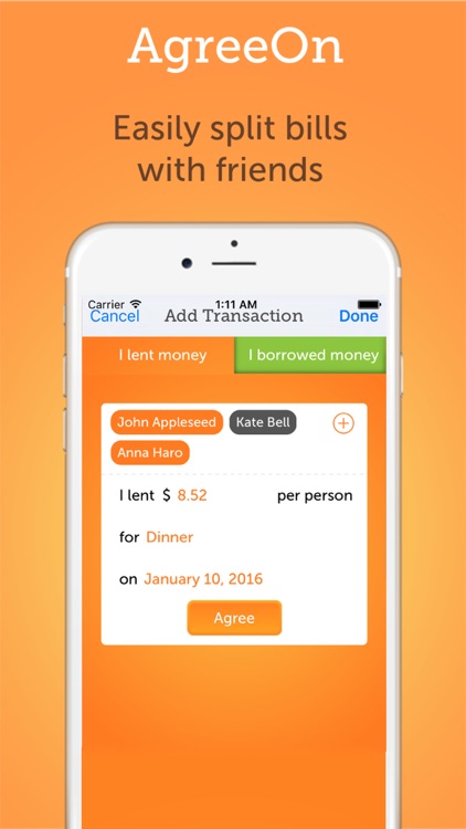 AgreeOn - The debt, rent, IOU calculator for friends