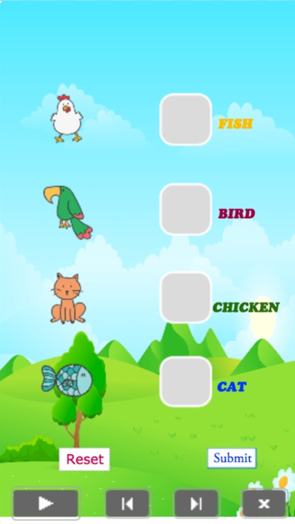 English Animals Match - A drag and drop kid game for learning english easily