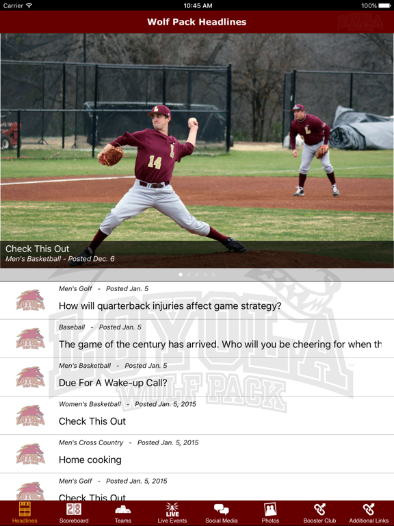 Loyola University Wolf Pack Athletics iPad screenshot 4 - Sports app