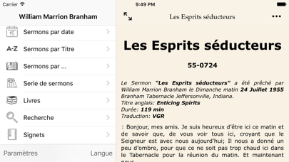 Screenshot #1 pour Le Message - Sermons de William Branham