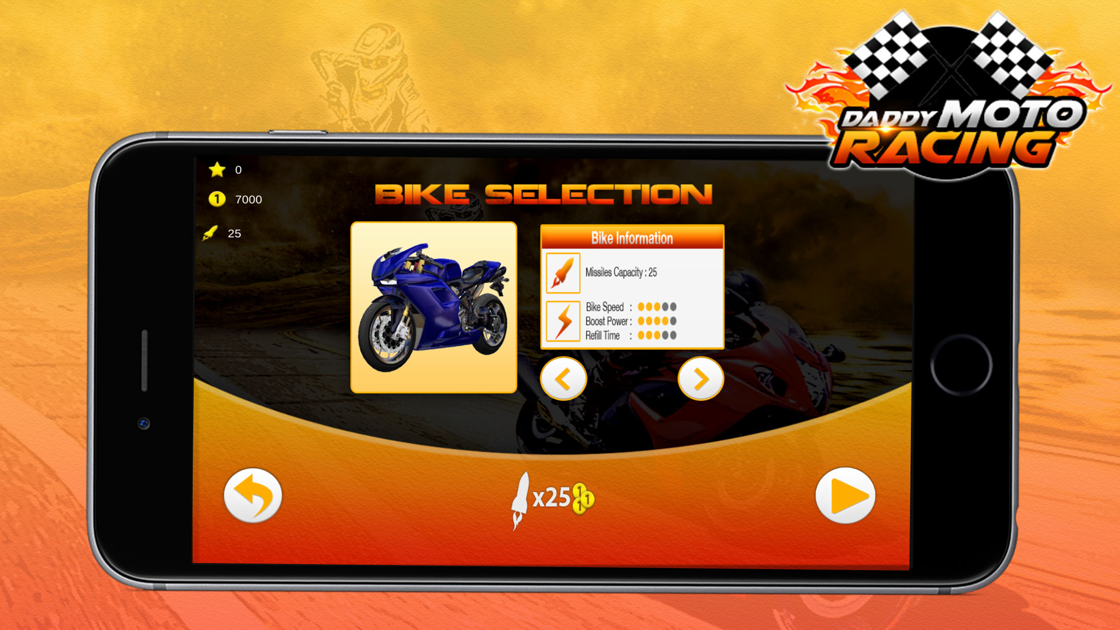 Daddy Moto Racing - Use powerful missile to become a motorcycle racing winner screenshot 4