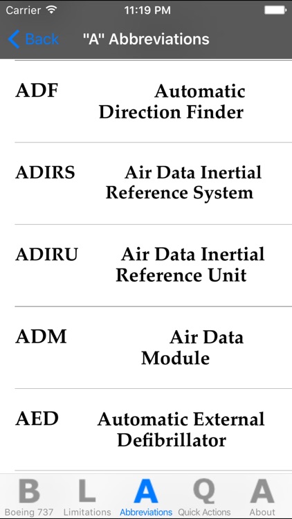 B737 Limitations, Abbreviations, Quick Actions.