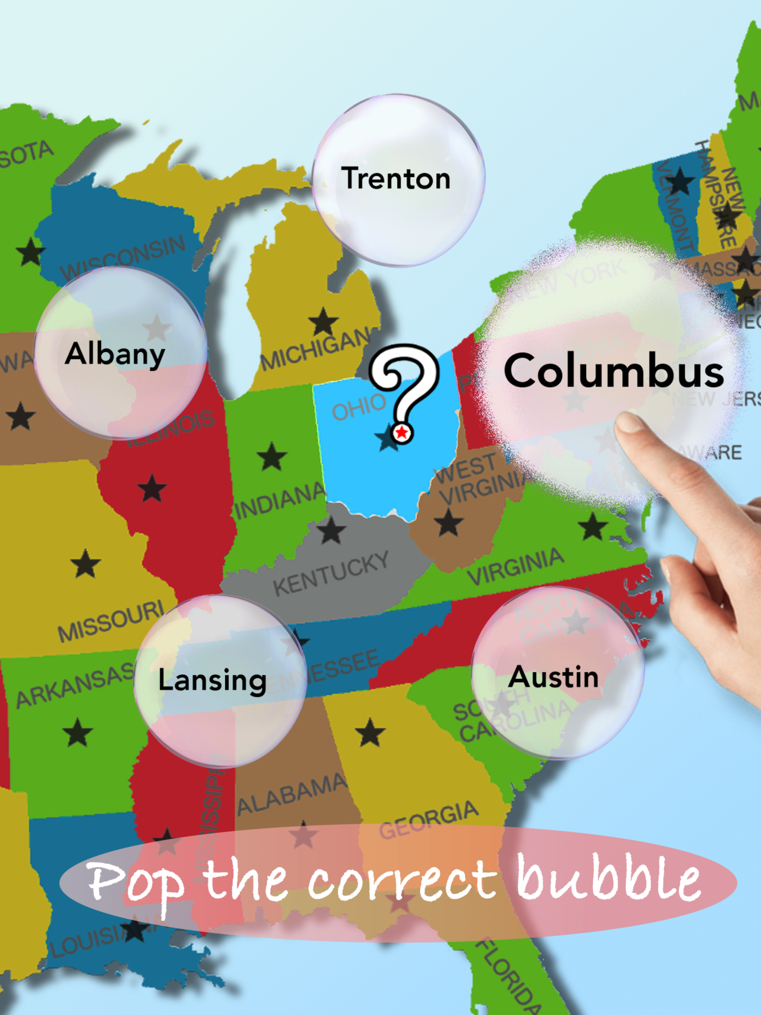 U.S. bubbles lite: US map quiz screenshot 7
