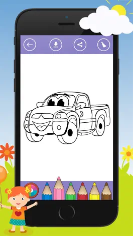 Game screenshot Книжка-раскраска автомобилей для детей: снимковым как гоночный автомобиль, автобус, трактор, грузовик и многое другое. (Coloring book : Car) hack