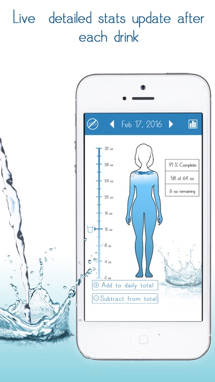 Daily Water balance tracker: hydration app logger with reminder and intake counter