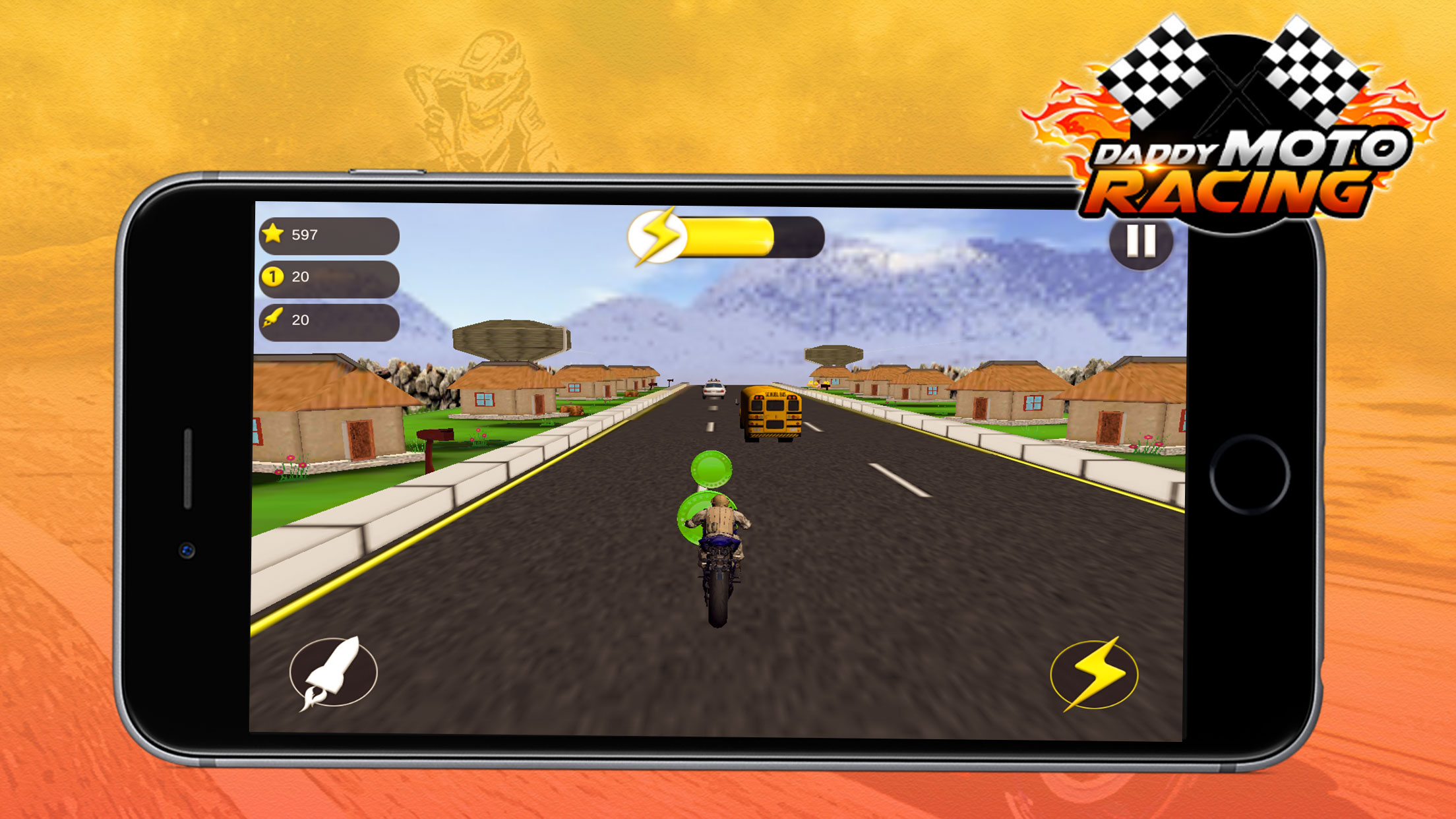 Daddy Moto Racing - Use powerful missile to become a motorcycle racing winner screenshot 5