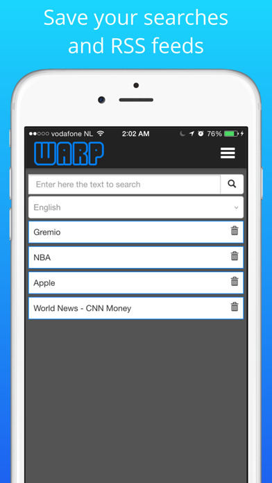 Warp News iPhone screenshot 1 - News app