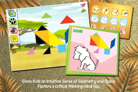 Kids Learning Puzzles: Safari Animal, K12 Tangram screenshot 2