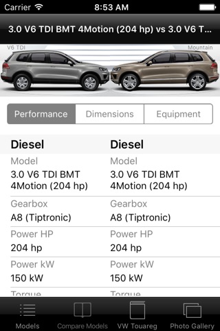 CarSpecs VW Touareg 2015 screenshot 3