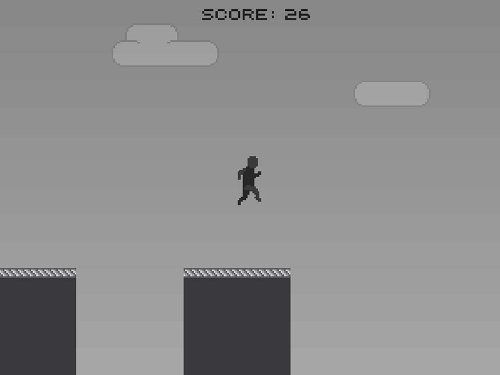 Pixel Alien Escape Shadow Runner:Black nd White