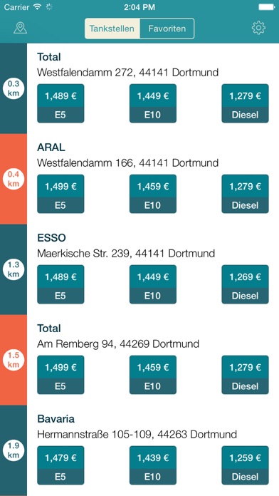Screenshot #1 pour volltanken - immer den günstigsten Diesel, E5 oder E10 Kraftstoff tanken