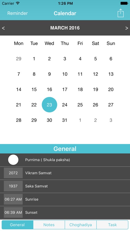 Hindu Calendar: A Tithi Calendar and Tithi Reminder