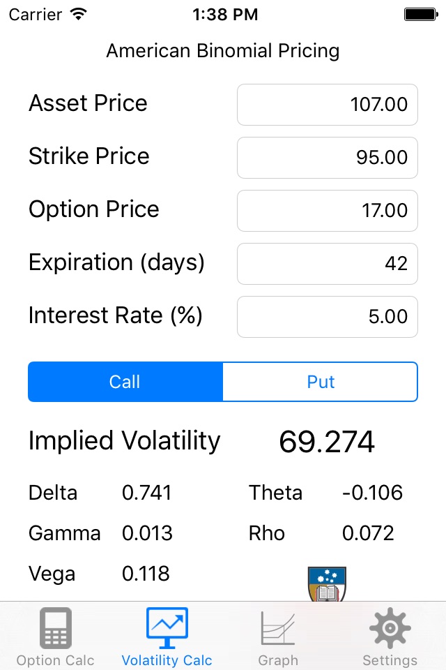 UoA Option Pricer screenshot 2