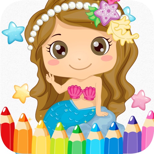 princess mermaid coloring pages free for girl kids 2 iOS App