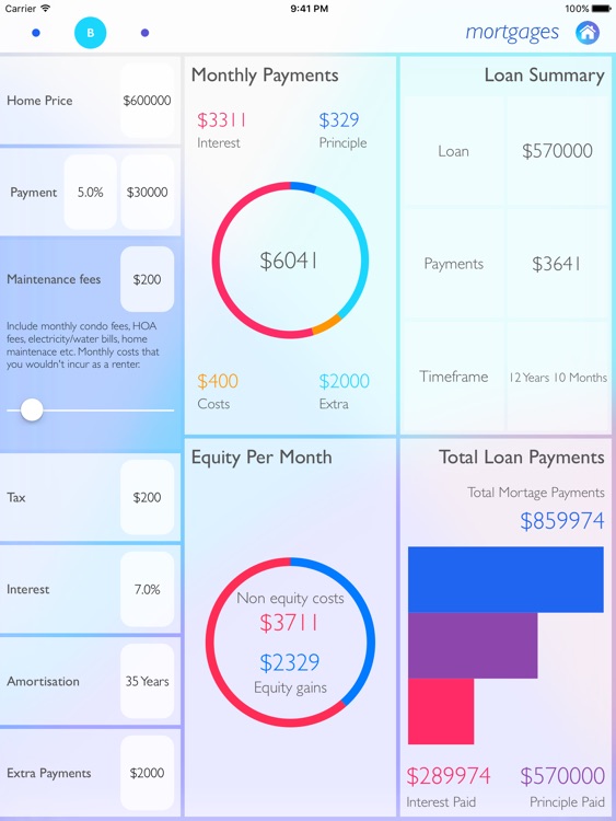 mortgages - A beautiful, powerful, mortgage optimization tool screenshot-4