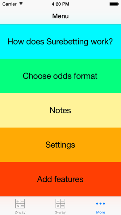 Surebet Calculator Screenshot