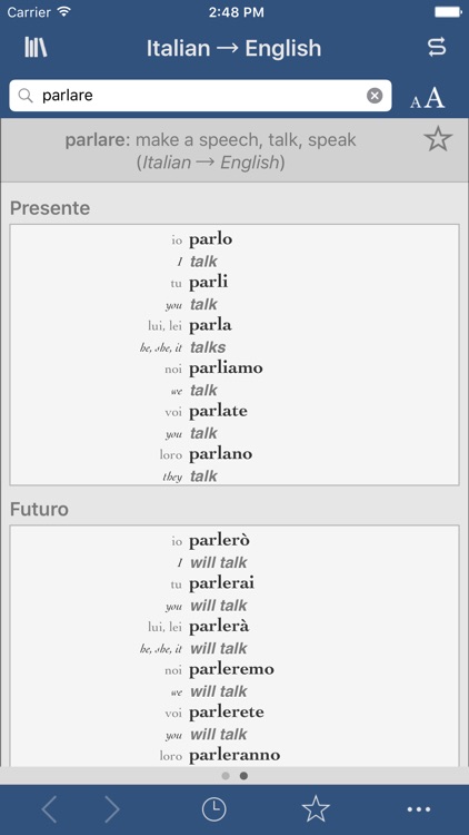 Italian-English Translation Dictionary and Verbs
