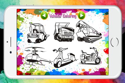 Vehicle Coloring Book Pages Game for Kindergarten screenshot 2