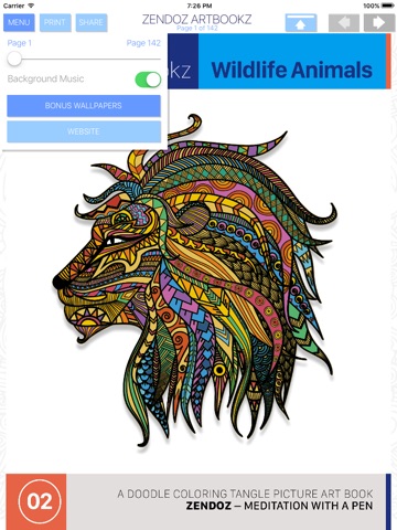 Zendoz ArtBookz - 02 - Wildlife Animals - HD - Coloring Book screenshot 4