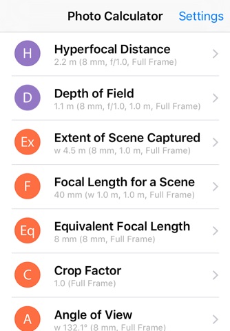Photo & Lens Calculator screenshot 2