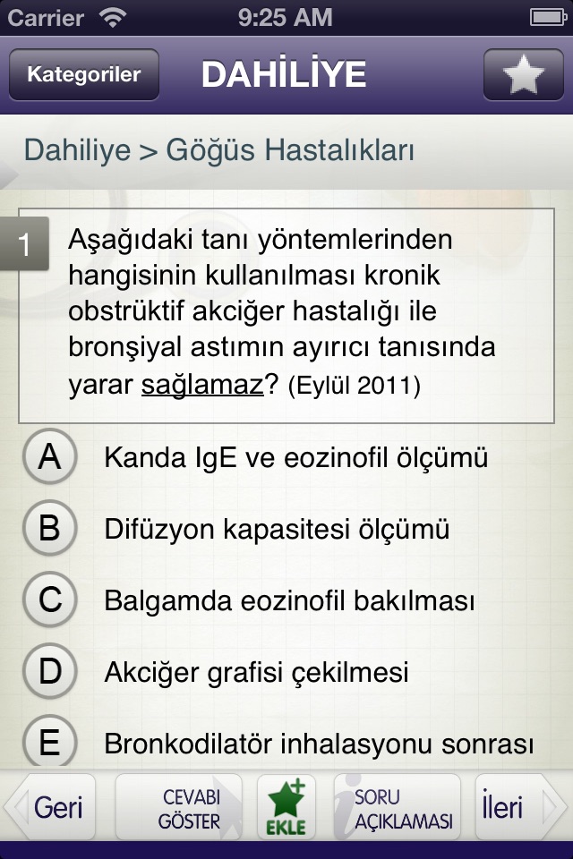 Tum TUS Soruları - Dahiliye Lite screenshot 3