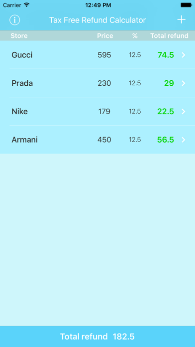 Screenshot #1 pour Tax Free Refund Calculator