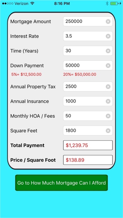 Screenshot #1 pour Mortgage Calculator with Affordability and Value