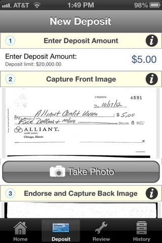 Alliant Mobile Deposit screenshot 2