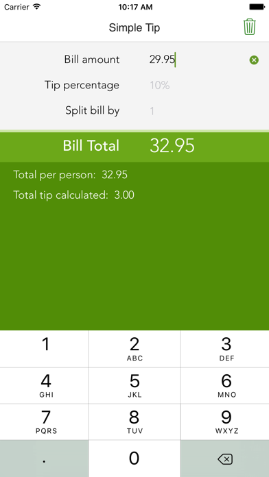 Simple Tip - Easy to use tip calculator & bill splitter iPhone screenshot