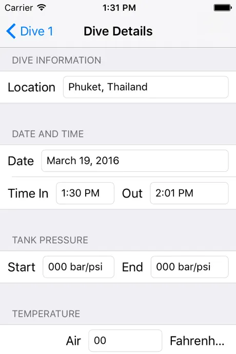 Dive Plan
