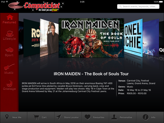 Computicket iPad screenshot 1