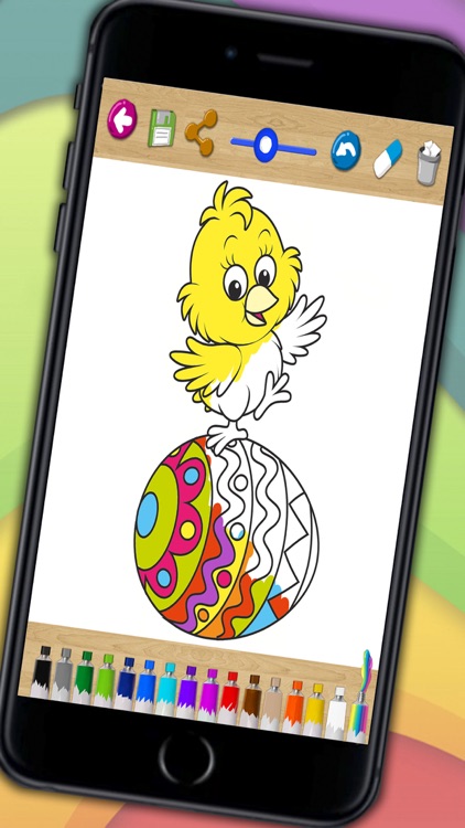 Painting Easter - coloring book eggs and rabbits