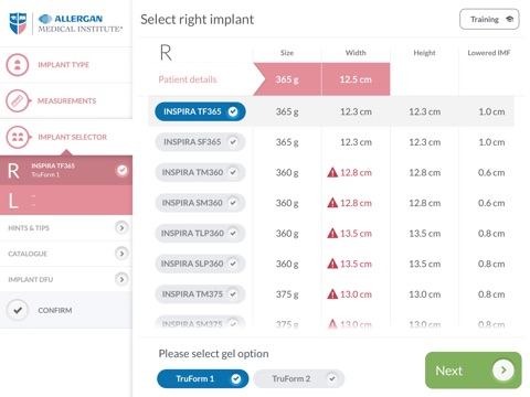 Natrelle™ Implant Selection App - FI screenshot 4