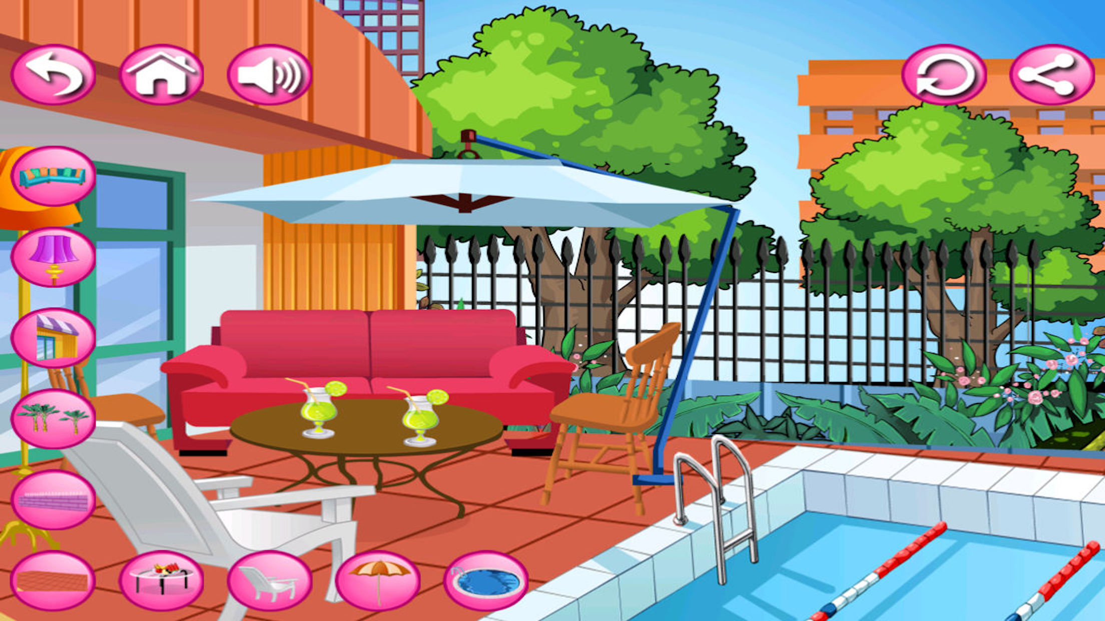 Room Decoration -Vacation Villa, Patio Party, Girls BedRoom, Kids Room, Punk Girl Room