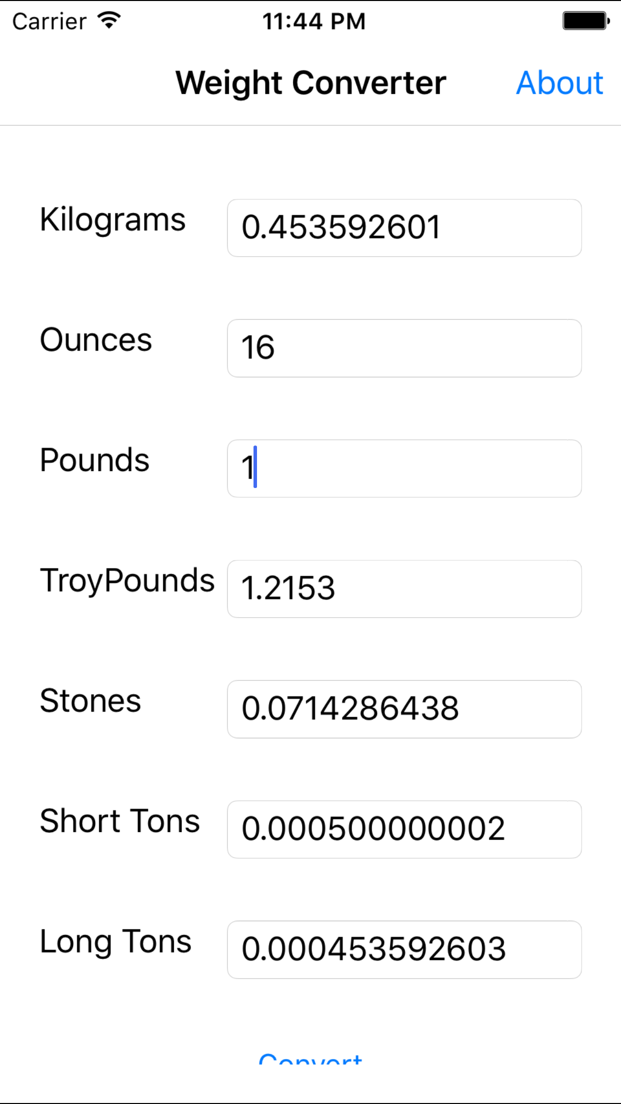 Weight Converter for the iPhone screenshot 3