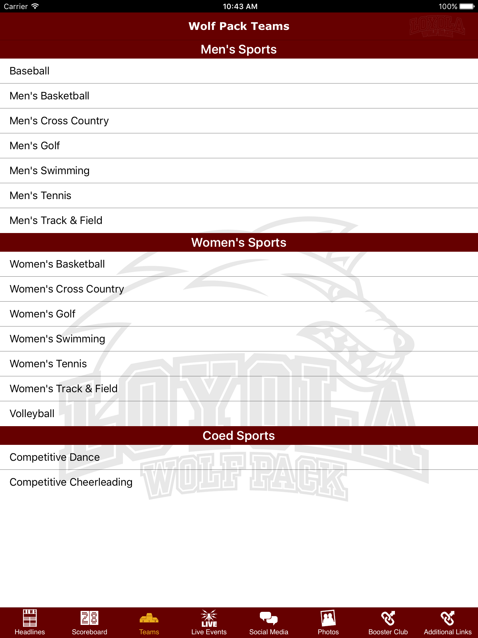 Loyola University Wolf Pack Athletics screenshot 8
