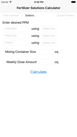 FertCalc - Aquarium Fertilizer Solution Calculator Macro Solutions in PPM  on the App Store