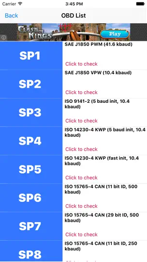 Capture d'écran de Elm327 OBD Info sur iPhone 2