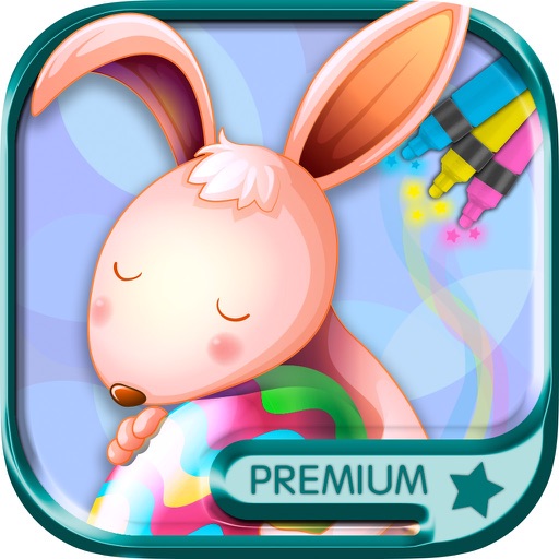 Easter Coloring Book Paint eggs and rabbits - Premium icon