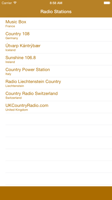 Screenshot #1 pour Radio Country FM - Streaming and listen to live online charts music from european station and channel
