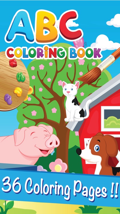 ABC Alphabet Coloring Page Drawing with Cute Animal