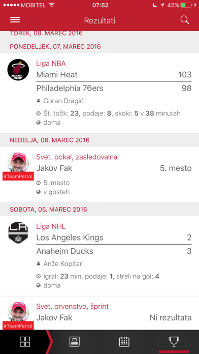 Fancore - rezultati, novice, dogodki tvojih športnikov iPhone screenshot 5 - Sports app