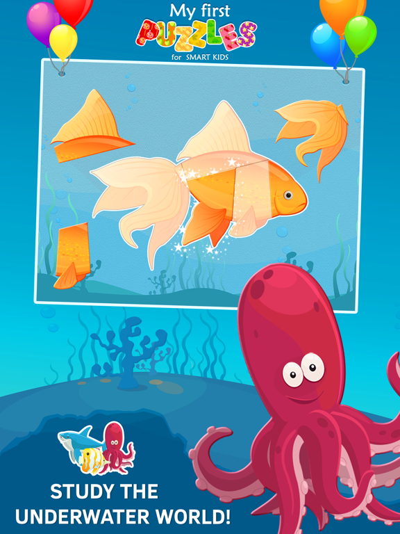 Animated Fish Jigsaw Puzzles for Kids and Toddlers iPad screenshot